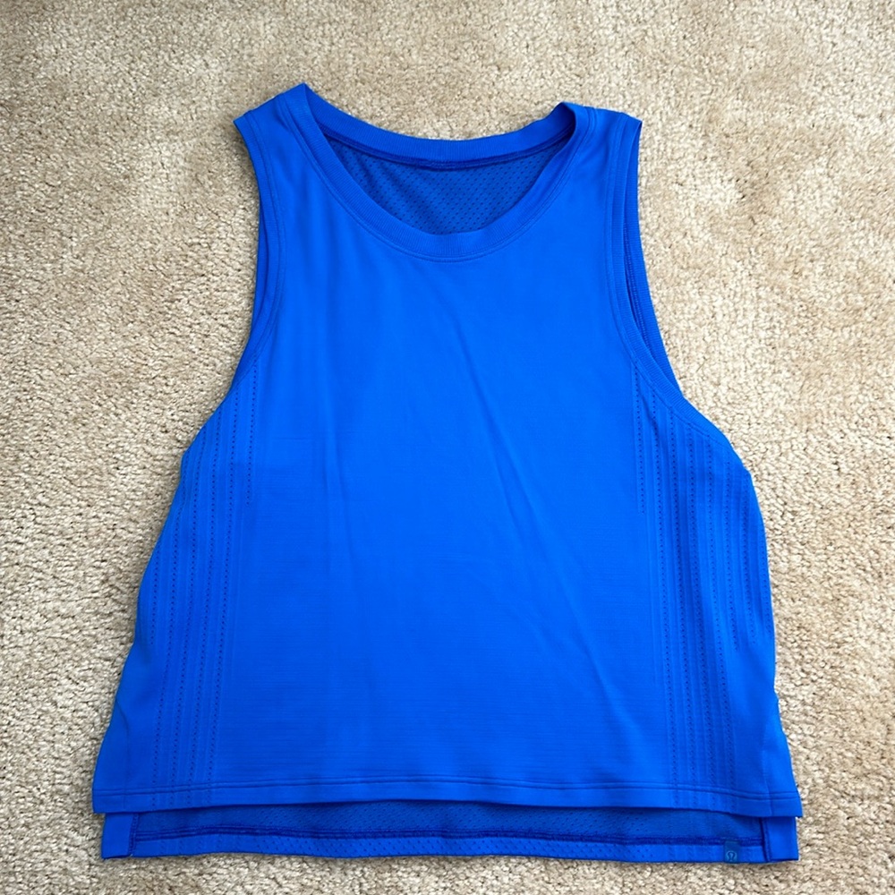 Lululemon Cobalt Blue Cropped Running Tank